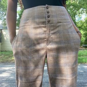 plaid high-waisted dress pants